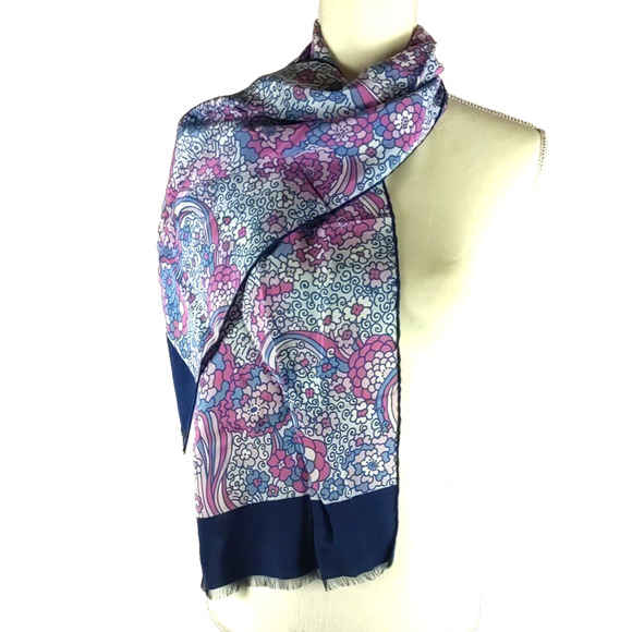 Pura Seta Silk Scarf Rolled Edges 1960's Vintage - Picture 2 of 14